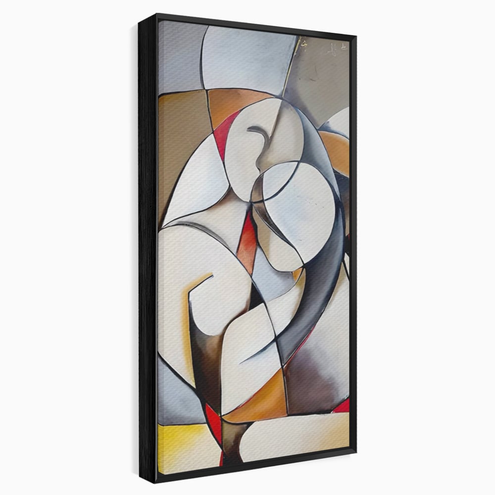 Tablou canvas cu tablou pictura cuplu imbratisat, in rama de aluminiu negru
